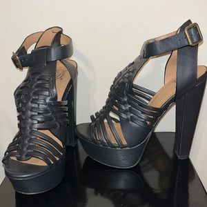 Doll house platform heeled strappy sandals